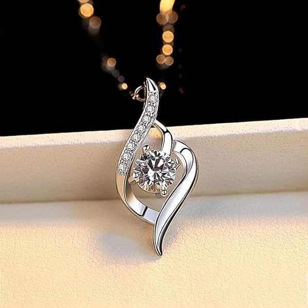 Sterling Sølv Cubic Zirconia Vedhæng Halskæde