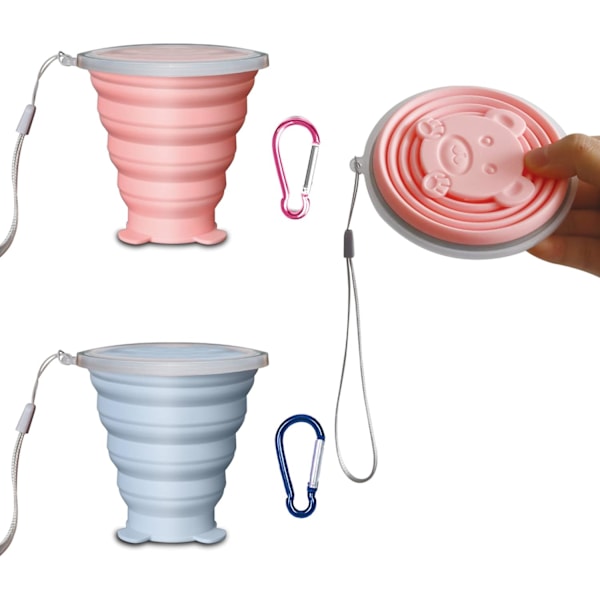 2 st hopfällbara muggar, hopfällbar mugg, silikon hopfällbar mugg, bärbar återanvändbar hopfällbar mugg, trail running hopfällbar mugg för camping vandring och resor