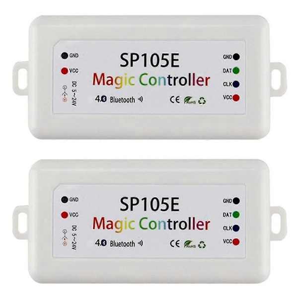 2 stk. SP105E Lysbånd Controller Mobiltelefon Smart Bluetooth Farvekontroller LED Fuld Farve Con