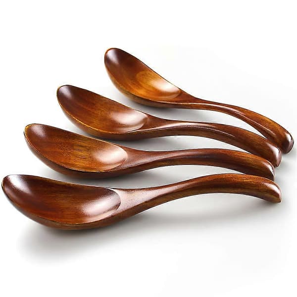 Set med 4 japanska träslev med elegant böjd design, ergonomiskt grepp