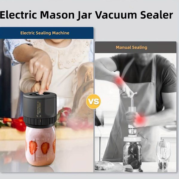 Elektrisk Mason Dåse Automatisk Forsegler Vakuumforsegler Madkonserveringsforsegler Flaske Vakuumforsegler