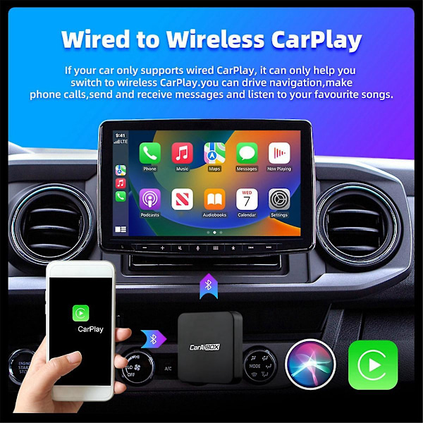 Bil AI BOX 2-I-1 Trådløs Android Auto Carplay Adapter Smart Bil AI Boks Bil Kablet CarPlay til Trådløs