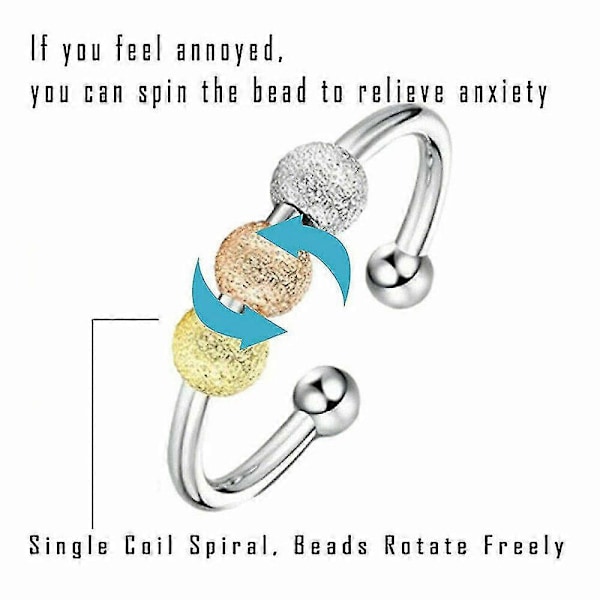 Angstring Lindre Stress Fidget Spinner Bekymringsperler Meditation Justerbare Ringe