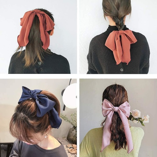 3 st Bowknot Hårband Elastiska Hår Scrunchies Chiffong Rosett Hårlinor Hårhästsvanshållare