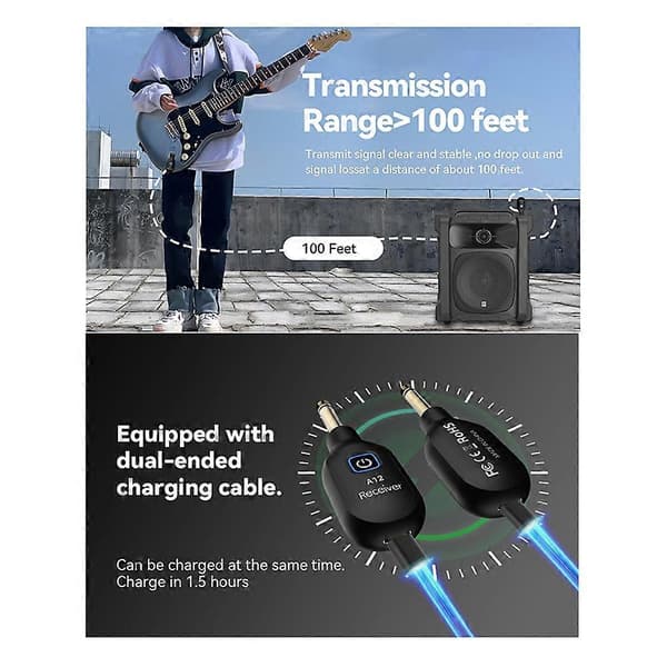 Elektrisk Gitarr Trådlös Sändare Elektrisk Blåsrör Bas Transceiver Musikinstrument Tillbehör A12 A12
