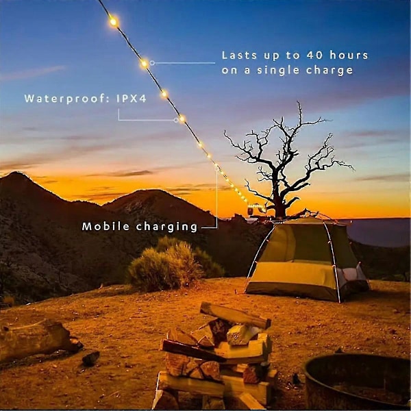 Udendørs Camping Lys Solcelle Lys String LED Camping Lampe Telefon Oplader Udendørs Gadgets Campingudstyr-jie-jie