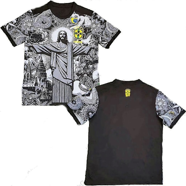 Sommar Fotbollsträningströja Brasilien Specialutgåva Jesus Svart Grå Fotbollströja Vuxen Barn Utomhus Snabbtorkande Tröja 6XL