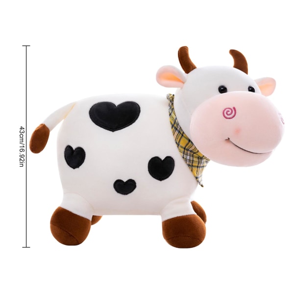 Smile Cow kosedyr Kawaii søte plysjleker for barn myke og behagelige til bursdag juledagsgave White 43cm