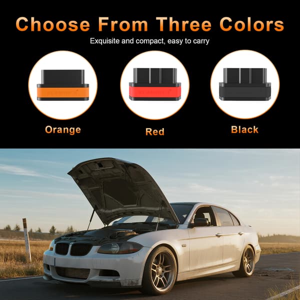 Elm327 V1.5 Bluetooth 5.0 OBD2 Scanner - Diagnostisk værktøj til Android/iOS (Orange)