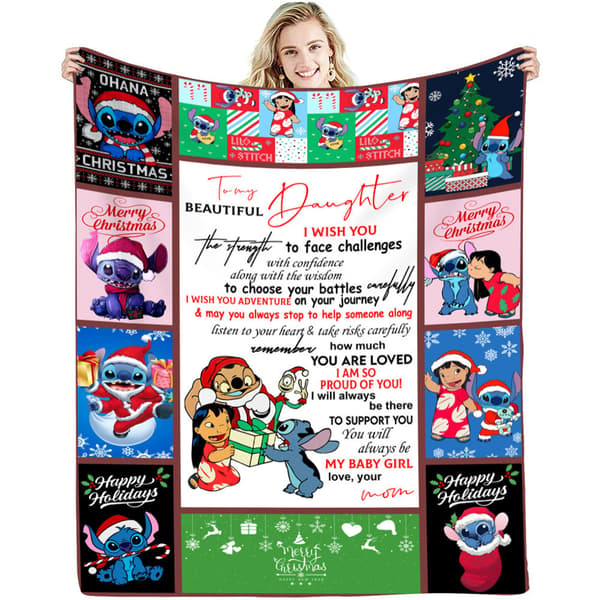 Julebroderi Flannel Tæppe 130*150cm