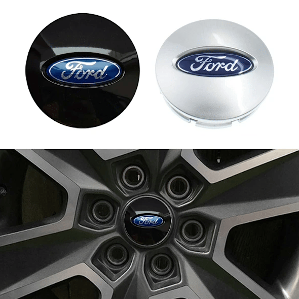4-pakning - Ford Senterhette/Nav Logo - Bil 66mm - Sølv