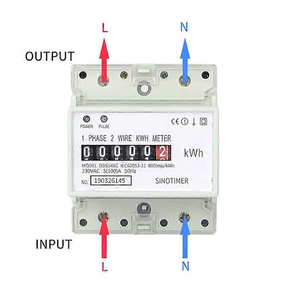Elektrisk Enfas To Ledninger AC 220V 100A Energimåler KWh Teller Forbruk Analog Elektrisitet