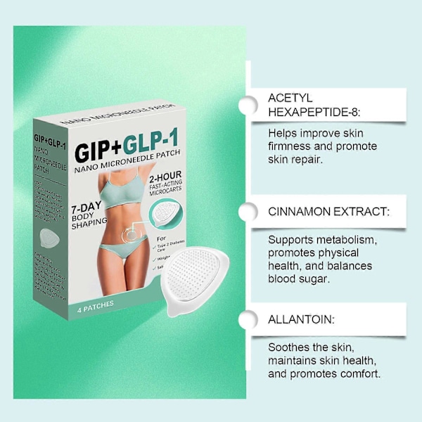 GIP GLP-1 Plåster för Kvinnor Kroppsvård Plåster Mjuk Lugnande Massage för Kvinnor Män Hälsovård