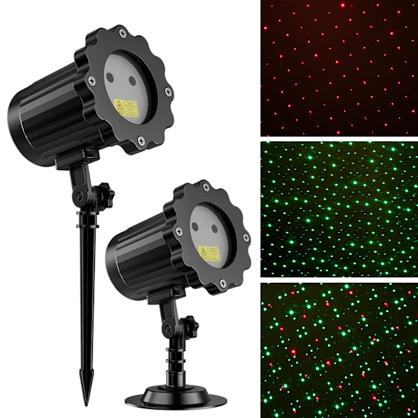 Dynamisk stjernehimmel rød og grønn laserlys julemønster laserprojeksjonslys fjernkontroll scene lys utendørs ildflue lys