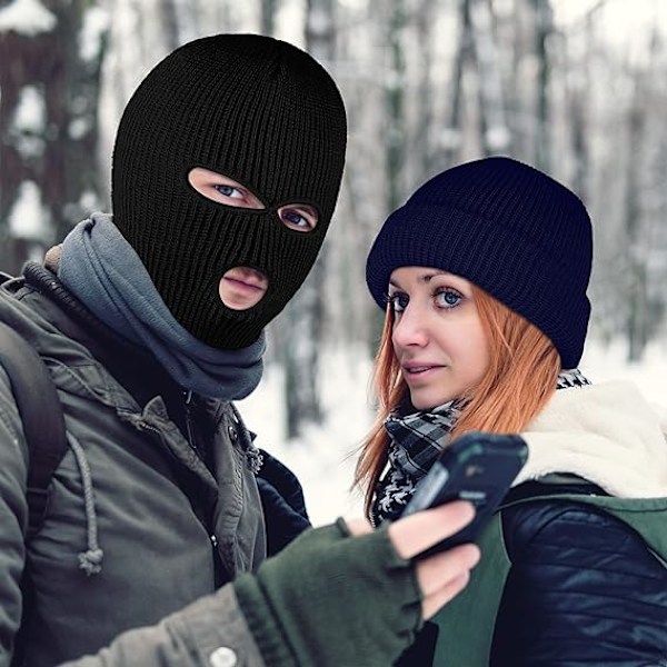4-pack 3-hålsstickad helmask Varm Vinter Stickad Skidmask Balaclava för Utomhussporter