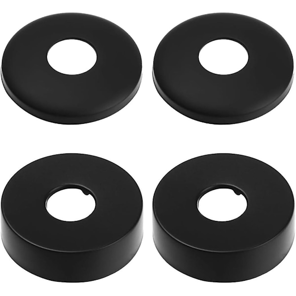Rosett for blandebatteri, Rosett for dusjbatteri, 4 Svarte rørdeksler i rustfritt stål, Radiatorrosett - Rosett for dusjbatterier
