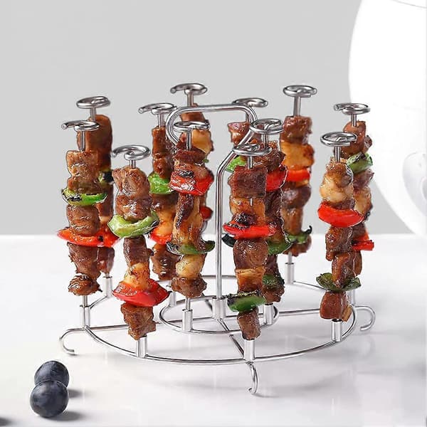 Tilbehør til Airfryer i rustfrit stål - BBQ Kabob Rack, Spydstativ & Tørregitter til hjemmegrillning