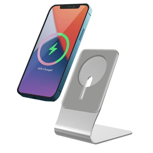 Laderstativ kompatibelt med MagSafe-ladere, magnetisk laderstativ, sølv