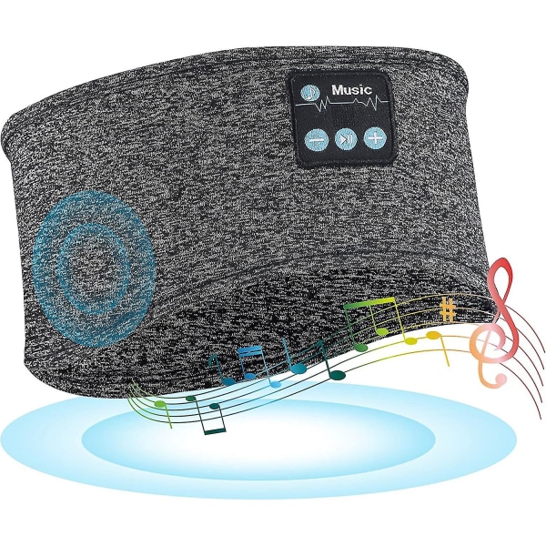 Bluetooth Headband Sleep kuulokkeet, Soft Sleep Wireless Music Sports Headbans, Pitkäkestoiset Sleep-kuulokkeet Hifi Stereokaiuttimella Harmaa