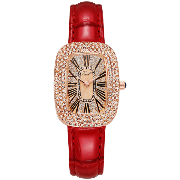 Fuld diamant dame vandtæt ur mode trend Red Waterproof