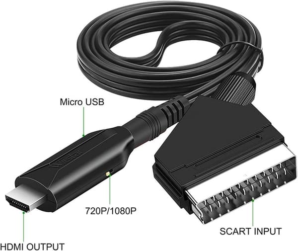 SCART til HDMI-konverter, alt-i-én SCART til HDMI-adapter, 1080P