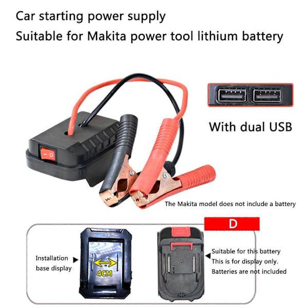 Bil Jump Starter - Multifunksjonell, Litium, Booster, USB, Strømomformer D