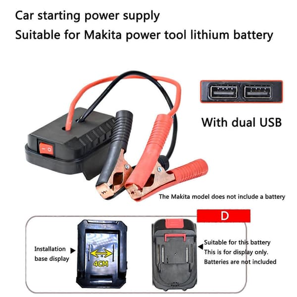 Bil Jump Starter - Multifunktionel, Lithium, Booster, USB, Strømkonverter D