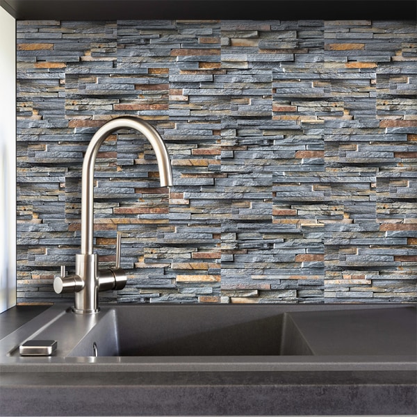 54 kpl 3D mosaiikki seinälaatta tarra itseliimautuva Rustic Stone Brick,20x10cm
