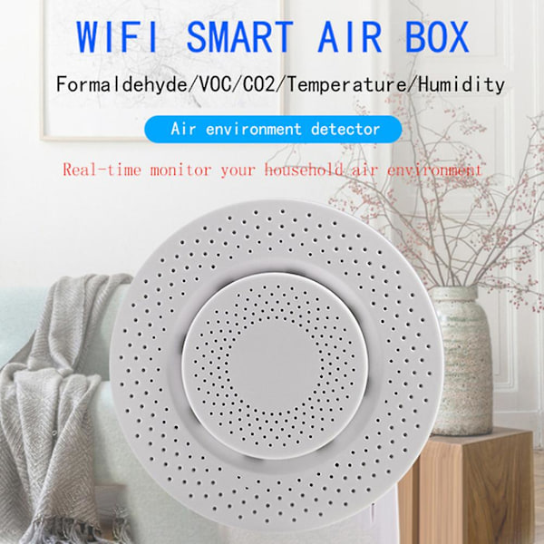 Älykäs WiFi Ilmalaatikko Formaldehydi/VOC/Lämpötila/Kosteus/CO2 Havaitseminen Älykäs APP Reaaliaikainen Hälytys Turvallisuussuojaus