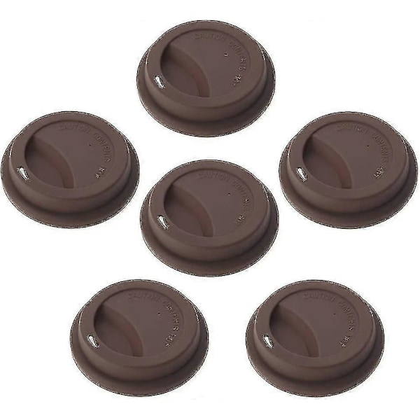 6 st Silikon Drickslock Koppar Lock, Återanvändbara Kaffe Kopp Lock (d-b2) brown