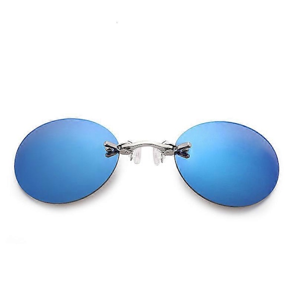 Klipsikiinnitteiset nenälasit pyöreät kehyksettömät Matrix Morpheus -aurinkolasit Mini kehyksettömät vintage-miesten silmälasit UV400 Blue