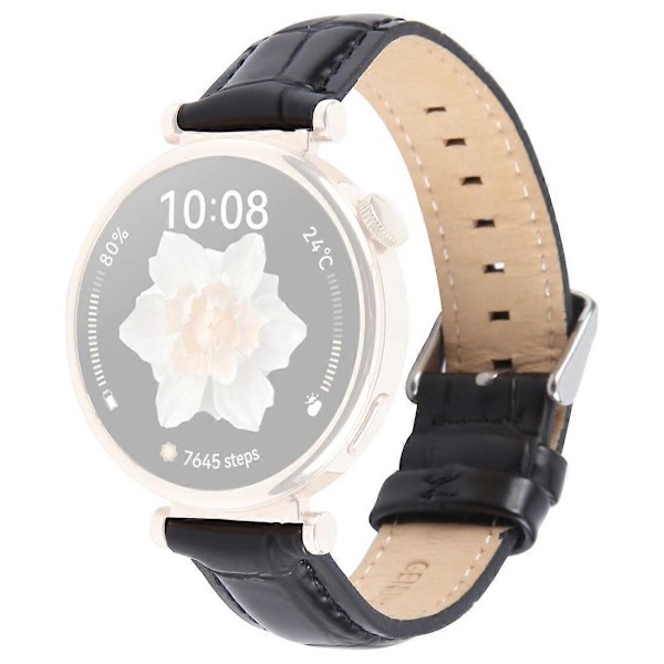 Til Garmin Lily 2 Active/Lily 2 håndledsrem 14 mm Toplag Ko Læder Urrem Black Bamboo Grain