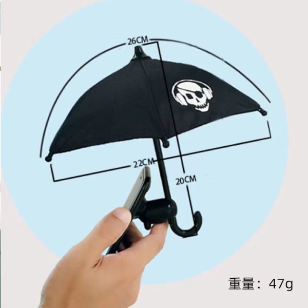 Söpö persoonallinen Mini Sun Umbrella matkapuhelinteline black skeleton