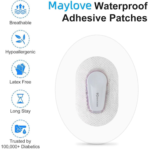 Klæbende patches til Dexcom G6 sensor covers Overpatch Vandtæt klistermærkefilm, Langtidsholdbar svedtæt kontinuerlig glukosemonitor beskyttelsestape 30pcs