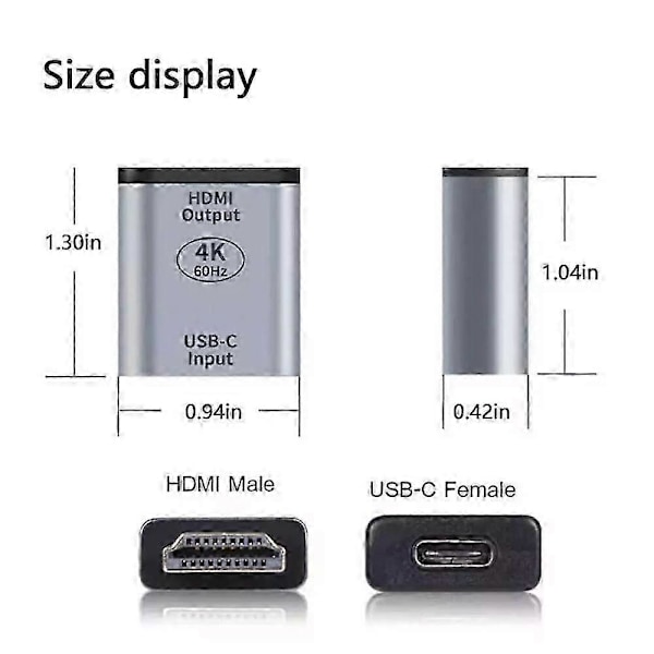 USB 3.1 Gen 2 USB-C Hun til HDMI 2.0 Han Adapter 4K 60Hz Skærmkonverter