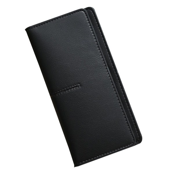 Smal Tunt Läder Damplånbok Rfid Blockering Kreditkortshållare Bifold Long Ladies Billfold black