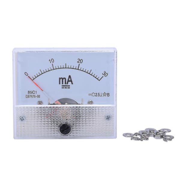 DC 0-30mA Analog Strøm Panelmåler Amperemeter 85c1 30mA, Hvit