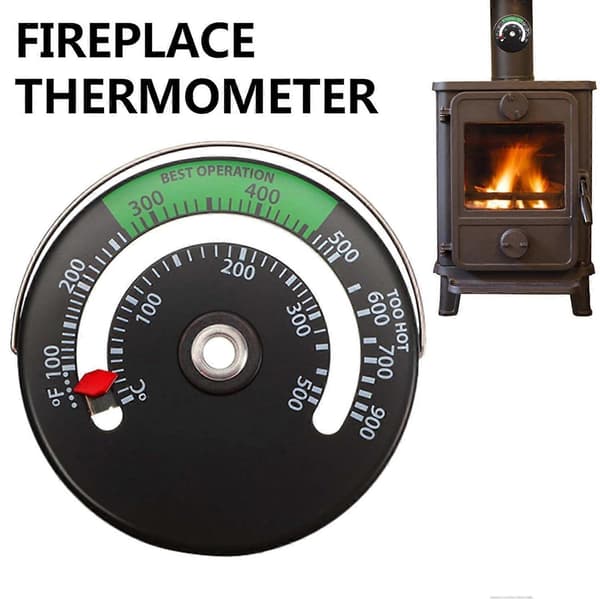 Magnetisk Røykrørstermometer for Peis, Ved og Ovn, Rustfritt Stålskive, Temperaturmåler