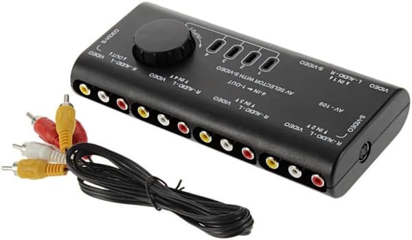 4-i-1 AV RCA Switchboks, AV Audio-Video Signal Switch, 4-vejs Splitter