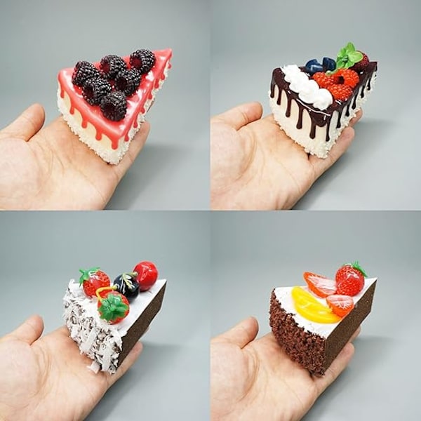 [6-pak] Falsk Kage - Kunstige Dessertreplikaer til Køkken- og Bageributiksudstilling (Multi)