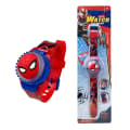 Barnklocka 3D tecknad blinkande självlysande topp flip klocka Spiderman