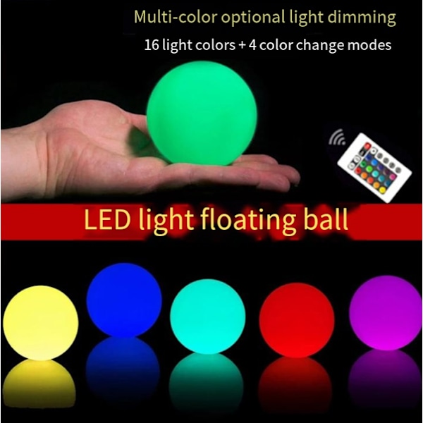 Floating Pool Lights Ball, Led Light Ball Fjärrkontroll, Led Lights Pool Present, Nattljus Ball Lamp Glow Balls 2 pcs