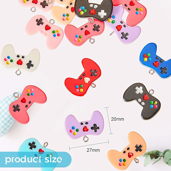 36 Stk. Videospil Controller Charms Farverige Spil Controller Nøglering Vedhæng Charms Videospil Resin Charm til DIY Smykkefremstilling Halskæde Armbånd