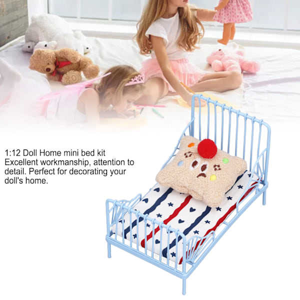 JFJC 1:12 Dockhus Mini Dockhus Björnaccessoarer Dockhus Säng Randig Mönster + Seriefigur Tillbehör stripe