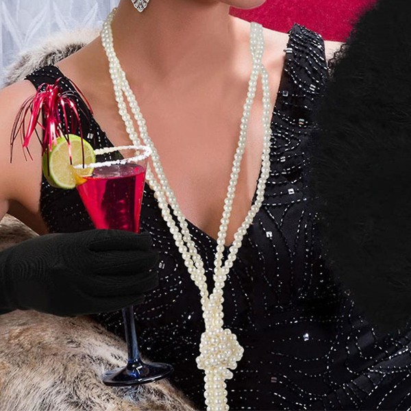 1920 Set Great Gatsby Accessoarer Set Festkostymer Kvinnor Med Klaff Pannband Handskar Pärlhalsband Örhängen För Ha Style 2