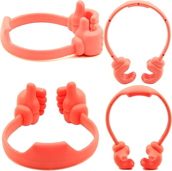 Universal Fleksibel Tommelfinger Smartphone Tablet Holder - Lys Rød