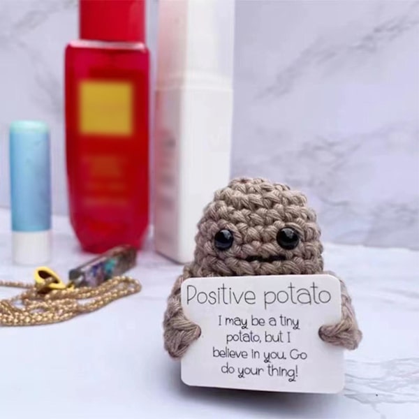 Positiv potatis stickning potatis inspirerad leksak små dockor Roliga julklappar Gray B
