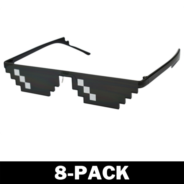 Sort Thug Life Glasses Meme Solbriller Pixel 16bit Sort 8-Pack