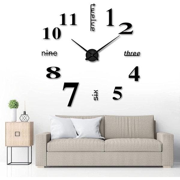 DIY Väggklocka Modern Unik Siffror Design Dekorativ, Silver
