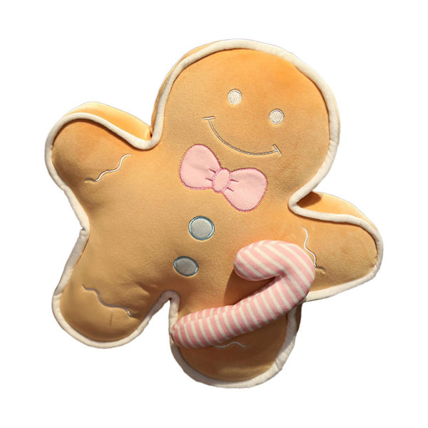 Pepparkaksgubbe kudde, söt pepparkaksplysch, julplyschleksak Söt tecknad pepparkaksgubbe Plyschdocka Fylld Toy Present Pepparkaksman Plysch khaki